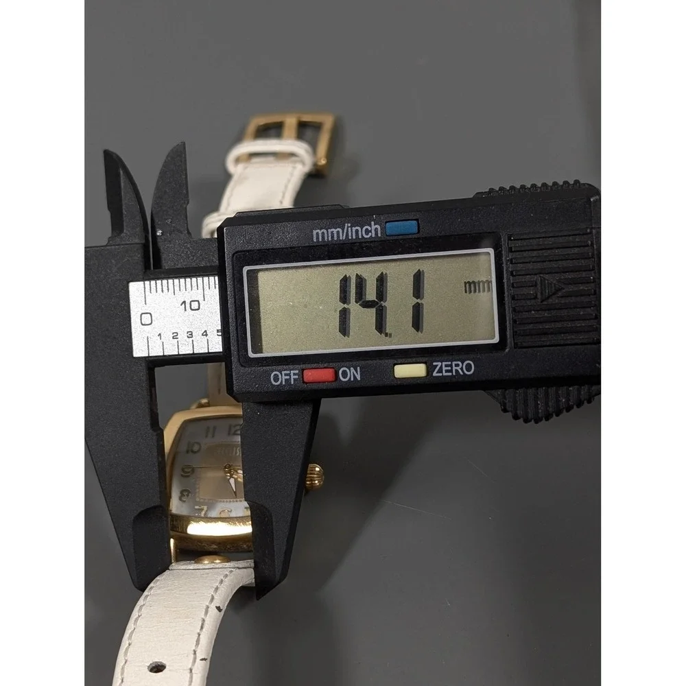 Ecclissi Womens White Leather Watch Gold Tone Square Minimalist‎ 7